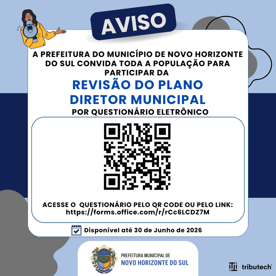 Prefeitura Municipal de Novo Horizonte do Sul abre consulta pública para revisão do Plano Diretor Municipal