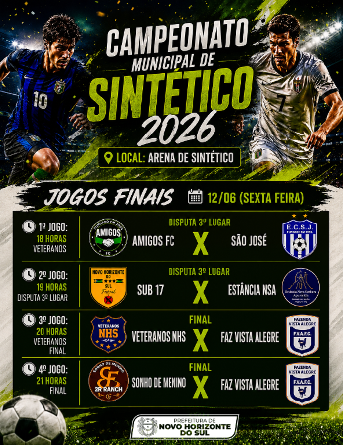 Campeonato Municipal de Sintético 2026 chega à grande final nesta sexta-feira