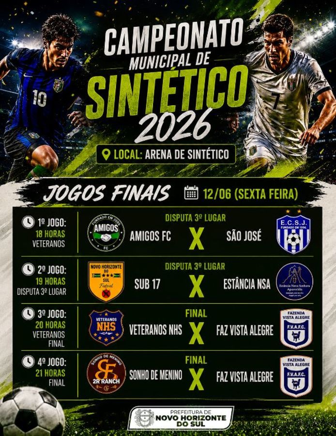 Campeonato Municipal de Sintético 2026 chega à grande final nesta sexta-feira